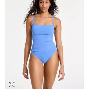 La Blanca Blue One-Piece Swimsuit with Square Neckline